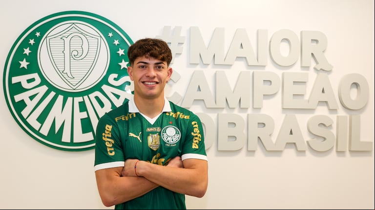 Agustín Giay fue presentado como nuevo refuerzo de Palmeiras. (Foto: Prensa Palmeiras).