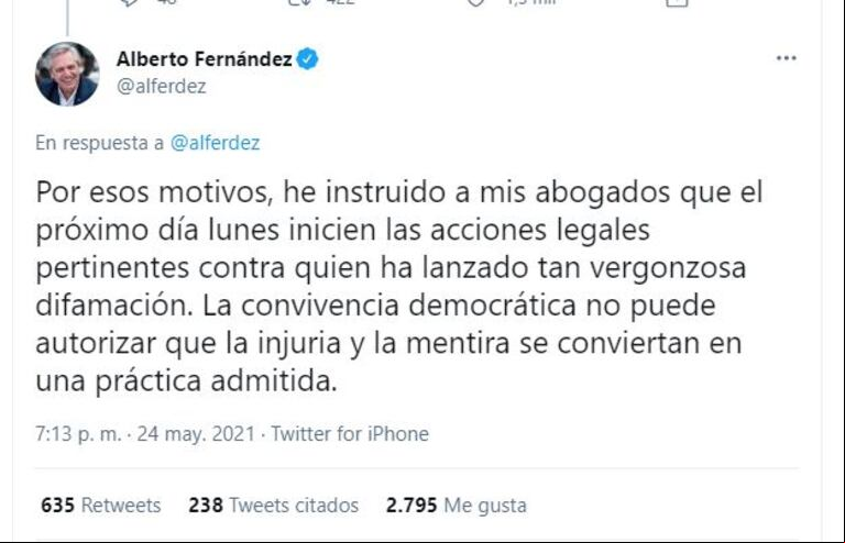Alberto Fernández iniciará acciones legales contra Patricia Bullrich por sus dichos sobre Pfizer: “La convivencia democrática no puede autorizar la injuria y la mentira”