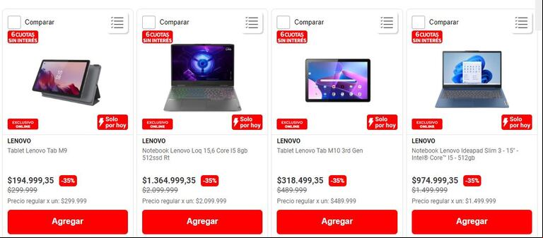 Algunas ofertas disponibles en la web. (Foto: disco.com.ar)