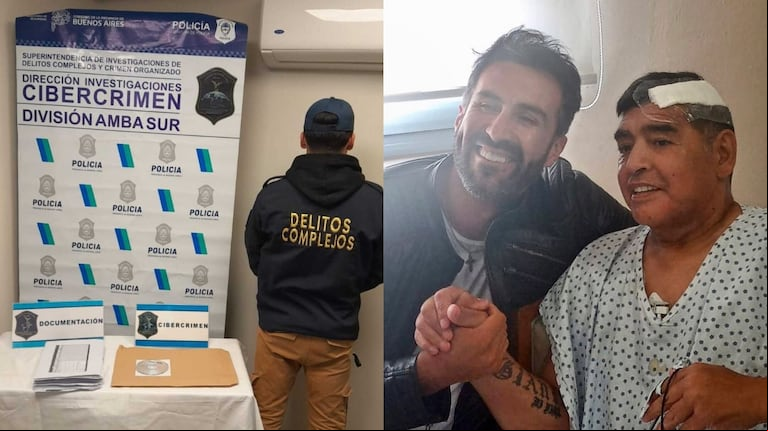 Allanaron la Clínica Olivos, donde Diego Maradona fue operado de un hematoma subdural. (Foto: Policía Bonaerense / Instagram Leopoldo Luque).