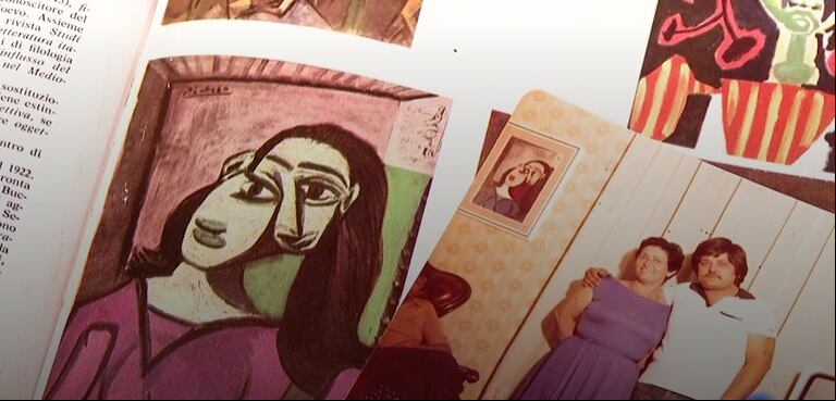 Andrea Lo Russo sospechaba de que el cuadro era de Picasso tras encontrar uno similar en una enciclopedia de arte que le regalaron cuando tenía 11 años. (Foto: captura de RTVE).