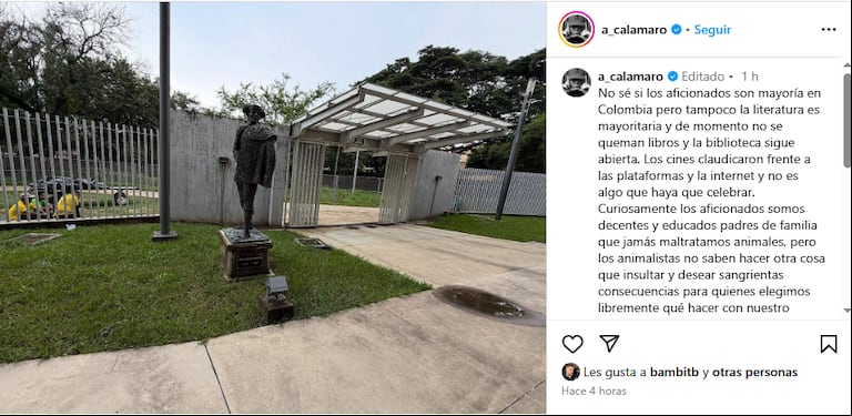 Andrés Calamaro en redes sociales tras el escándalo. (Foto: Instagram /a_calamaro)