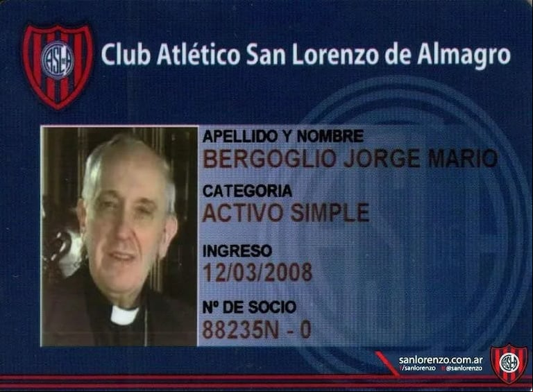 Así era el carnet de socio del papa Francisco. (Foto: San Lorenzo)