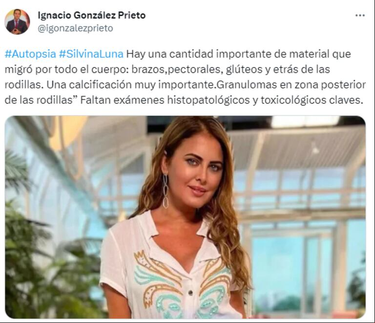 Aún deben hacerle más exámenes al cuerpo de Silvina Luna (Foto: captura Twitter/igonzalezprieto)