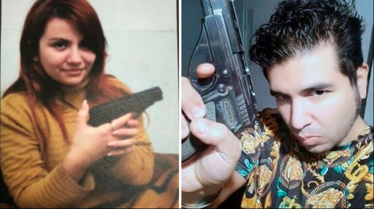 Brenda Uliarte y Sabag Montiel, con el arma involucrada en el atentado a Cristina Kirchner. (Foto: TN // Facebook Sabag Montiel)