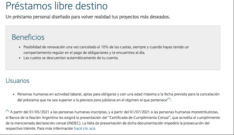 Características del préstamo del Banco Nación apto para monotributistas (Foto: Banco Nación).