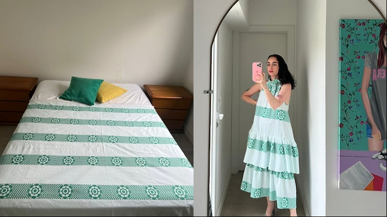 Carolina Diebel utiliza sábanas, cortinas, manteles y otros materiales para crear sus diseños. (Foto: Instagram @aceitunaypaco)