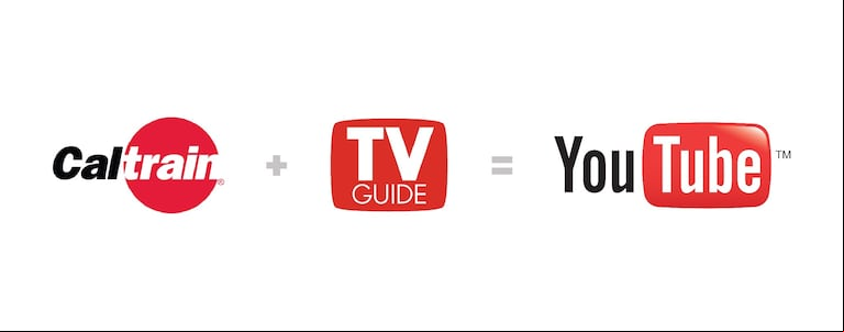 Chad Hurley se inspiró en dos elementos muy conocidos de la cultura del Área de la Bahía en California: el logo de CalTrain, una línea de tren de cercanías, y el diseño de TV Guide, una clásica guía de programación televisiva. De esa combinación nació el primer diseño del logo de YouTube, como un guiño a sus raíces en Silicon Valley (Foto: Youtube).