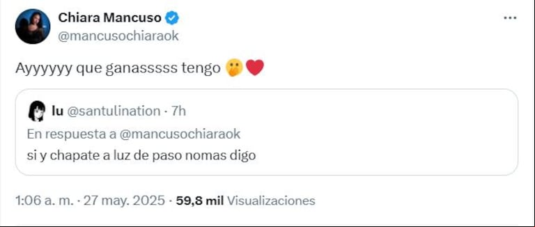Chiara Mancuso expuso lo que pretende hacer con Luz en "Gran Hermano 2025". (Foto: X/mancusochiaraok)