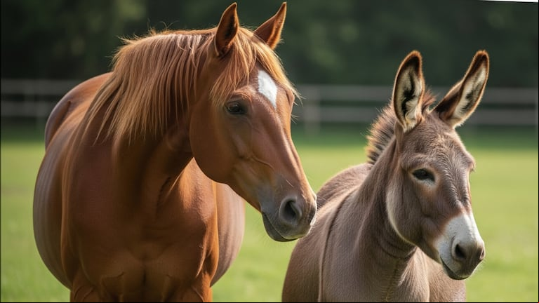 Cómo se llama la cría que nace entre un burro y una yegua  (Foto: Imagen ilustrativa generada con IA).