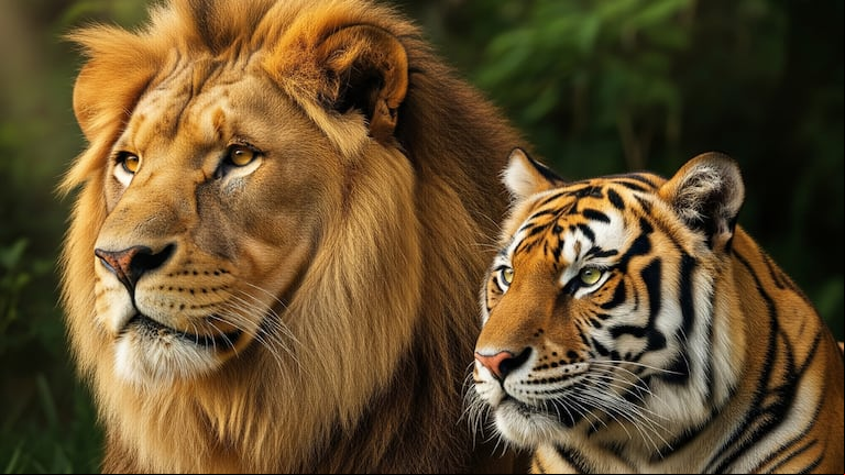 Cómo se llama la cría que nace entre un león y una tigresa. (Foto: IA).