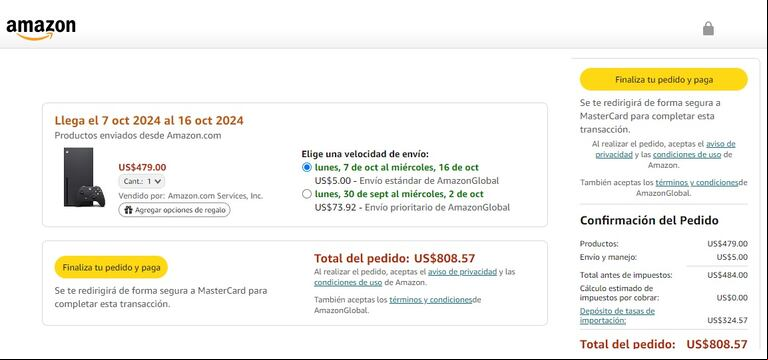 Consola comprada con Tarifa Plana (Foto: captura de Amazon)