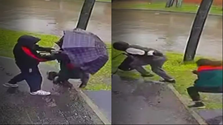 “Creí que eran alumnos”: dos adolescentes encapuchados atacaron a una joven en Bernal. (Fotos: capturas de video de X/@Cronos_Noticias).