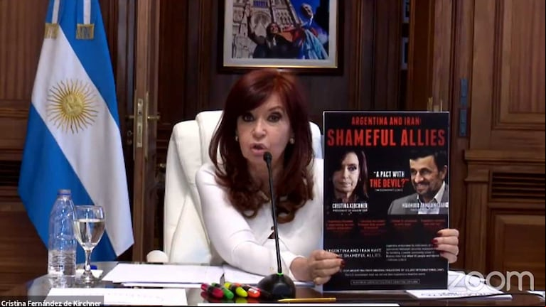 Cristina Kirchner durante la audiencia judicial de la causa por el Memorando con Irán, el 16 de julio de 2021 (Foto: NA)