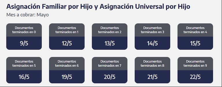 Cuándo se cobran la Asignación por Hijo. (Captura: ANSES)
