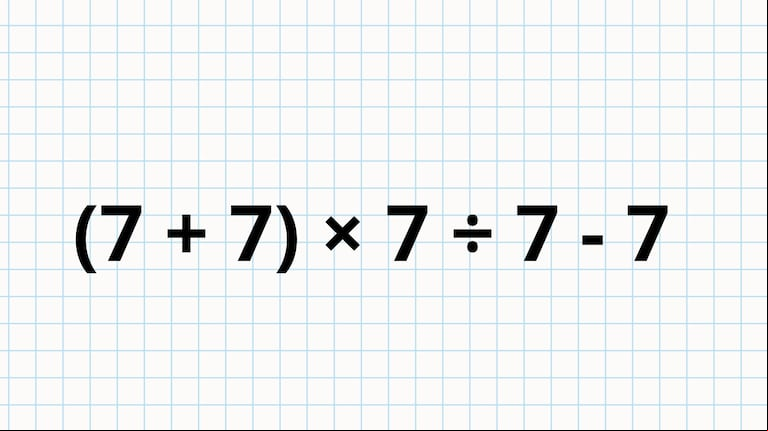 ¿Cuánto es (7 + 7) × 7 ÷ 7 - 7? La cuenta matemática que muy pocas personas pueden resolver. (Foto: TN)