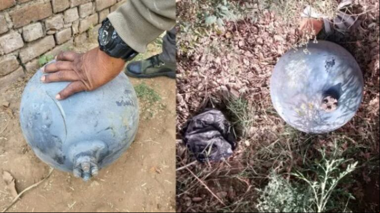 Cuatro bolas metálicas impactaron la semana pasada en el Estado de Guyarat y un enorme anillo había caído en abril. (Foto: The Indian Express)