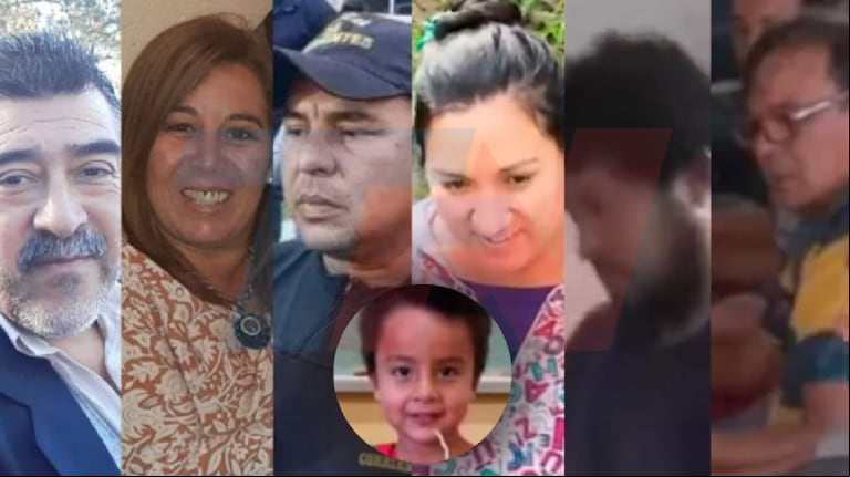 De izquierda a derecha, estos son los seis detenidos por la desaparición de Loan: Carlos Pérez, Victoria Caivalla, Walter Maciel, Mónica del Carmen Millapi, Antonio Benítez y Daniel “Fierrito” Ramíez . (Foto: TN)