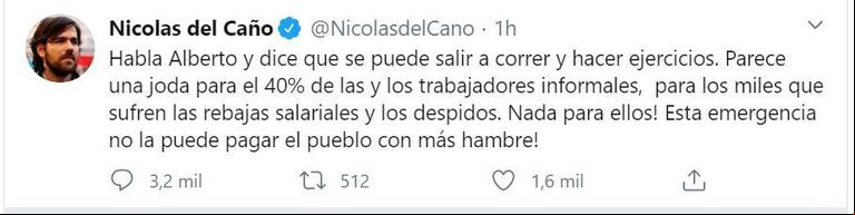 Del Caño criticó a Alberto Fernández con un dato errado y los memes no fallaron
