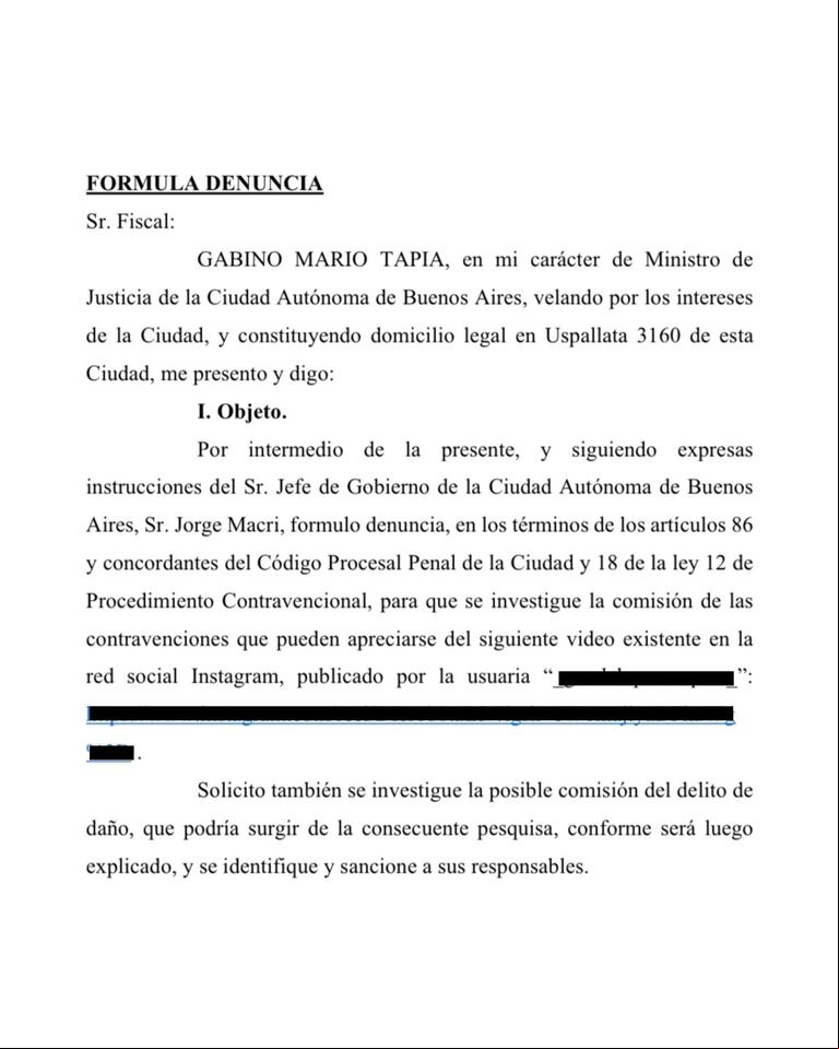 Denuncia presentada por el ministro Gabino Tapia. (Foto: X @GabinoTapiaBA.)
