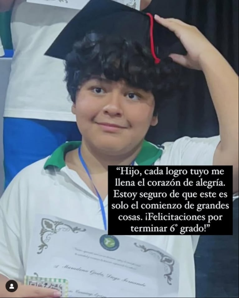 Dieguito Maradona egresó del 6to grado y su mamá, Verónica Ojeda, se mostró muy orgullosa de su hijo. (Foto: Instagram / veruojeda25)