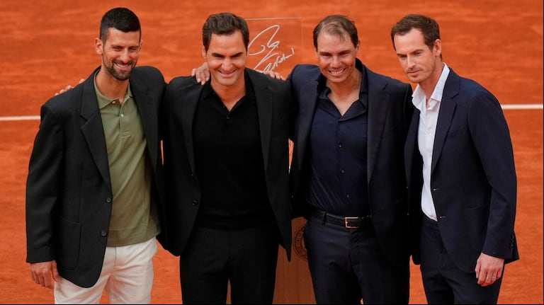 Djokovic, Nadal, Federer y Murray reunidos en París. (Foto: AP)