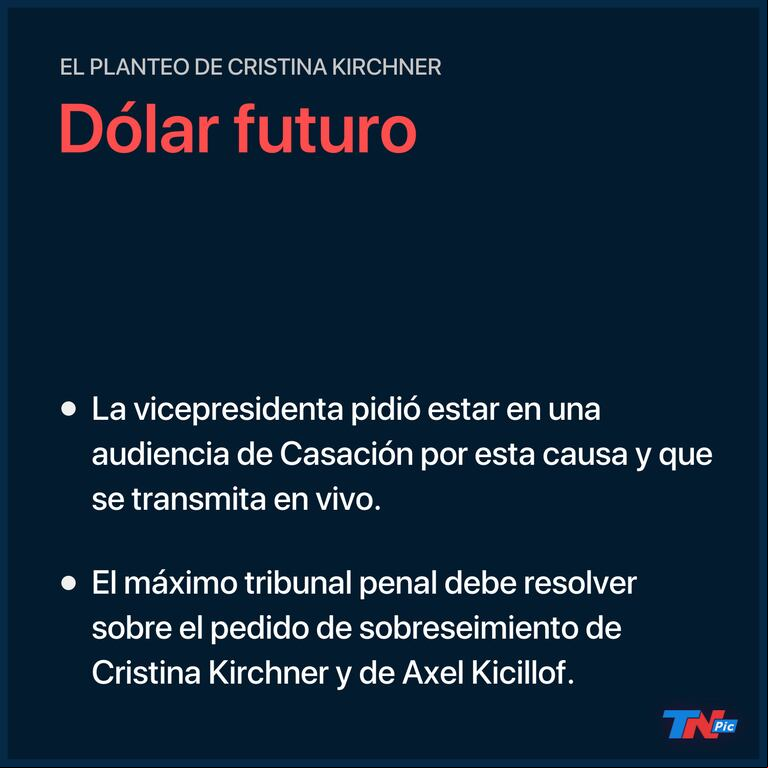 Dólar futuro: Cristina Kirchner pidió estar en una audiencia y que se transmita en vivo