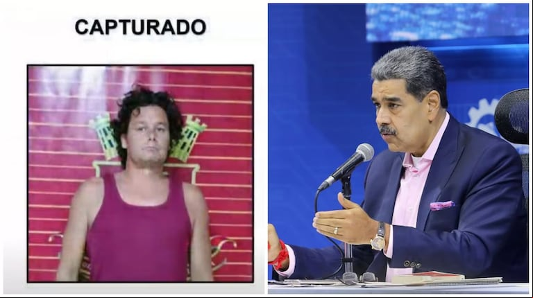 El argentino Germán Darío Giuliani (izquierda), detenido en Venezuela. A la derecha, Nicolás Maduro (Foto: EFE)
