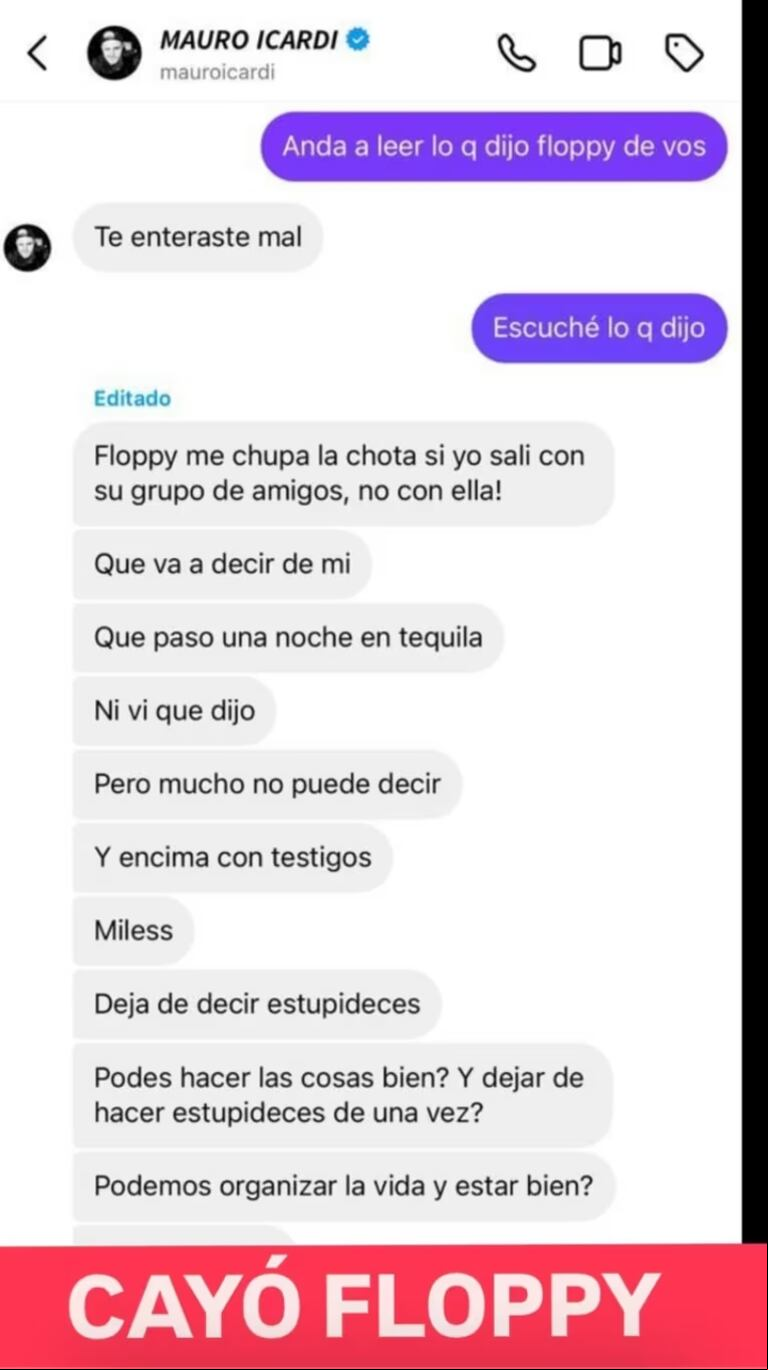 El chat de Mauro Icardi que involucra a Floppy Tesouro (Foto: captura América)