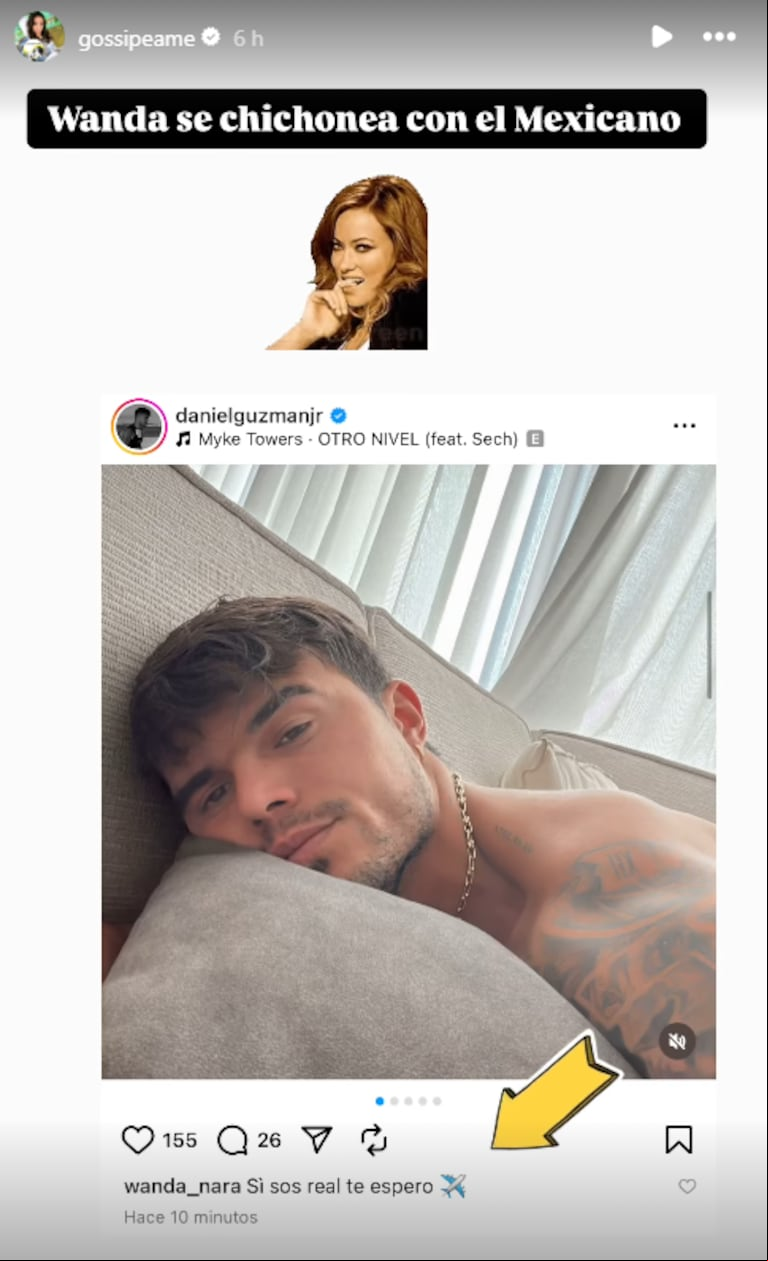 El comentario de Wanda Nara en el posteo del futbolista mexicano Daniel Guzmán Jr. (Foto: Instagram / gossipeame)
