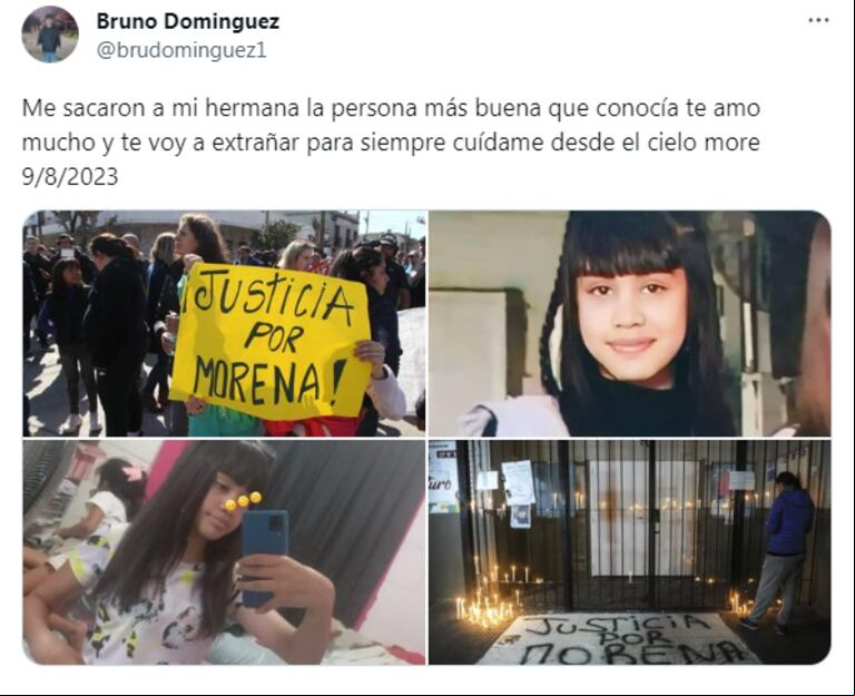 El conmovedor posteo del hermano de Morena. (Foto: Captura Twitter/brudominguez1)