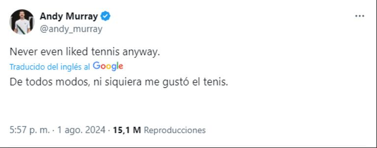 El extenista profesional bromeó sobre su carrera después de su retiro. (Captura: X/@andy_murray)