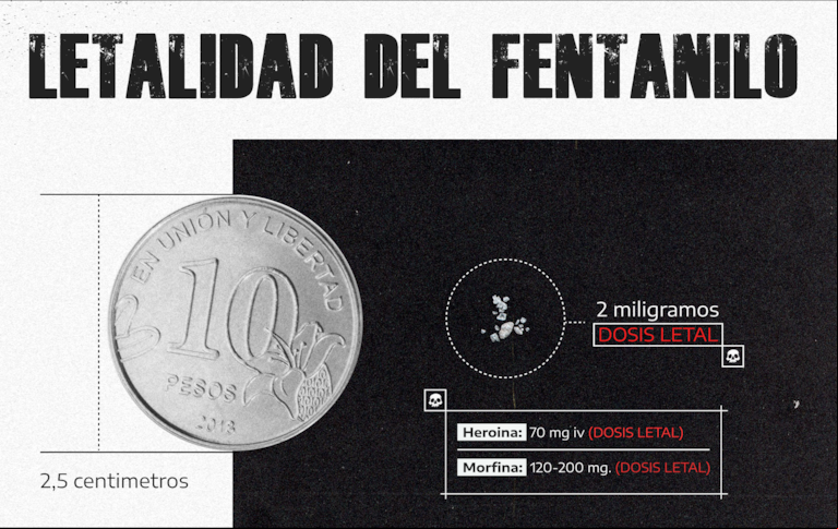 El fentanilo es aproximadamente 50 veces más fuerte que la heroína y 100 veces más que la morfina. (Infografía: Iván Paulucci/TN)