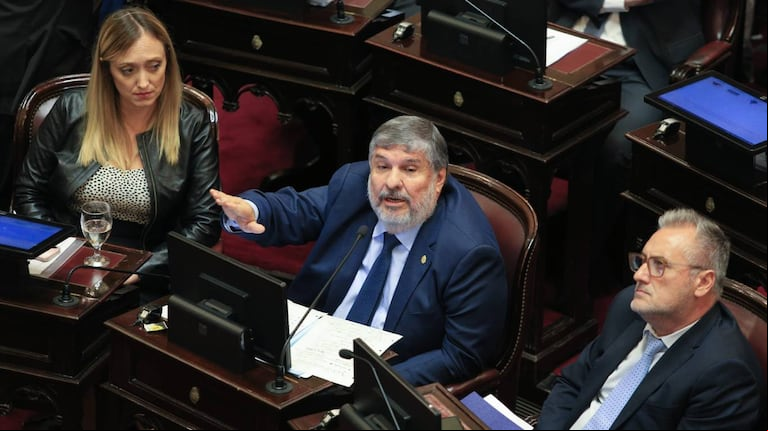 El kirchnerismo en el Senado, liderado por José Mayans, redobló las críticas contra Javier Milei por el escándalo de la criptomoneda. (Foto: NA - Damián Dopacio)