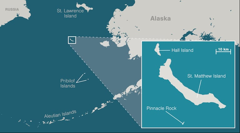 El mapa con la ubicación de la Isla de San Mateo.