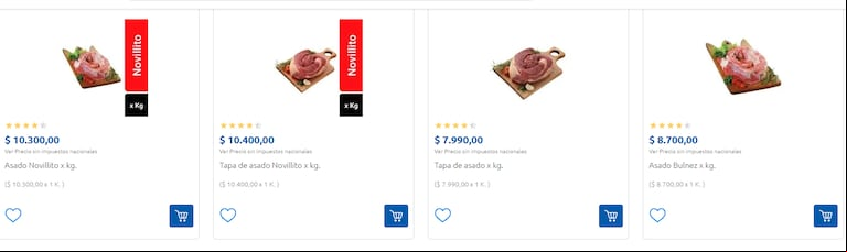El precio del asado en Carrefour. (Foto: Carrefour)