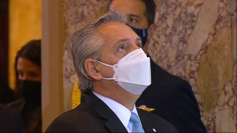 El presidente Alberto Fernández durante el Tedeum en la catedral de Buenos Aires. (Foto: captura de video).