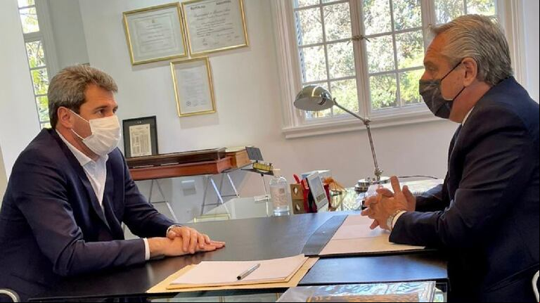 El presidente Alberto Fernández se reunió esta mañana con el gobernador de San Juan, Sergio Uñac (Foto: Presidencia).