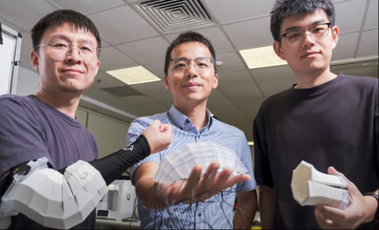 El tejido puede convertirse en uno 350 veces más rígido, liberándose de la dureza cuando se aflojan las tiras metálicas. (Foto: NTU Singapur)