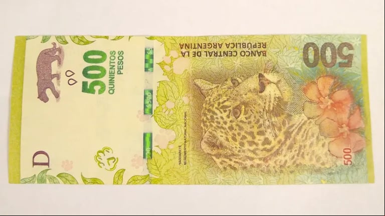 Este billete está en venta por su excesivo tono de color amarronado sobre el yaguareté. Foto: Mercado Libre / FM20241008171745