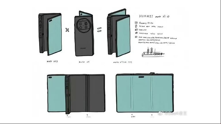 Este diseño conceptual muestra las distintas formas que podría adoptar el dispositivo. (Foto: Weibo/Phone Arena)