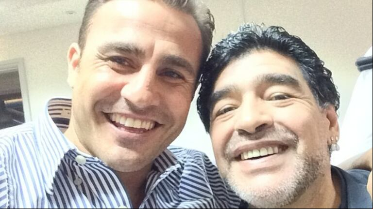 Fabio Cannavaro en una foto que se sacó con Diego Maradona en 2014. (Foto: Instagram / @fabiocannavaroofficial).