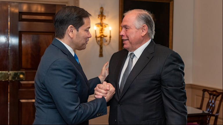 Gerardo Werthein se reunió hoy en Washington con el Secretario de Estado Marco Rubio. (Foto: X/@Cancilleria_AR)
