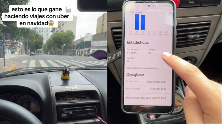 Trabaja como Uber, reveló cuánto ganó en Navidad y generó un debate en TikTok