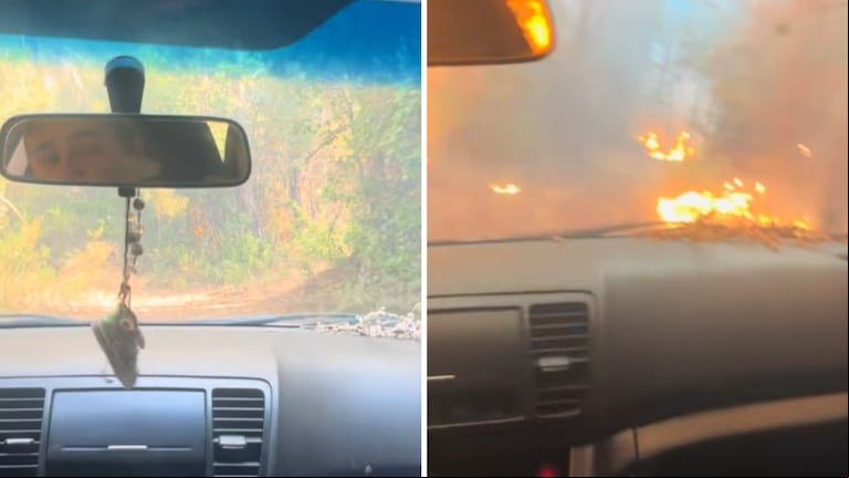 Video impactante: una familia escapó a toda velocidad de un terrible incendio forestal en Chile