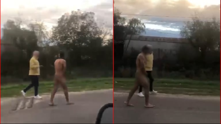 Video: vecinos atraparon a un hombre al que acusaban de robar y lo obligaron a caminar desnudo por la ruta
