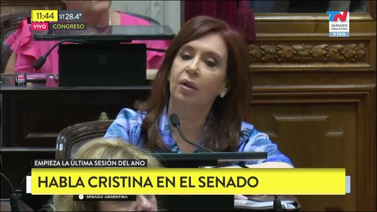 Cristina Kirchner en el Senado: "Hay desafueros que nunca fueron tratados"