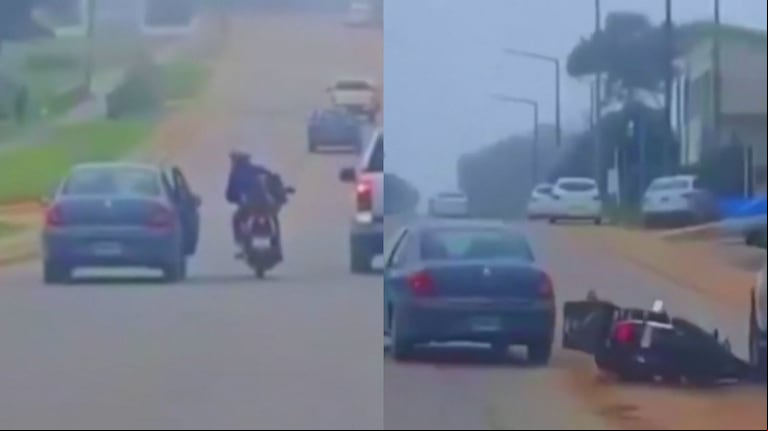 Locura en Villa Gesell: discutió con un motociclista mientras manejaba, lo atropelló y escapó