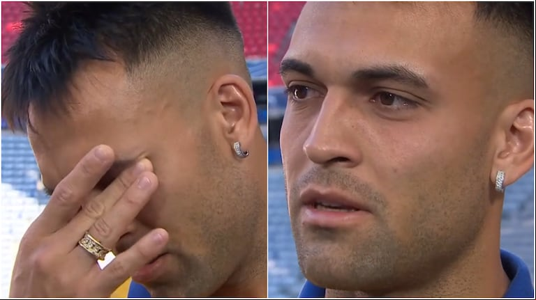 Lautaro Martínez no puede contener las lágrimas el día previo a la final de Champions League
