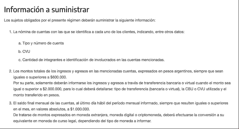 Información oficial de la ARCA (Foto: ARCA).
